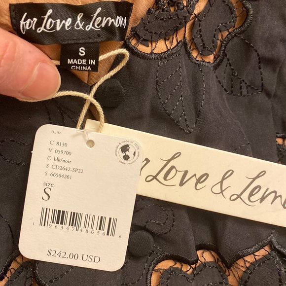 NWT For Love & Lemons Renee strappy tie cross cross black nude floral mini dress - Picture 13 of 14